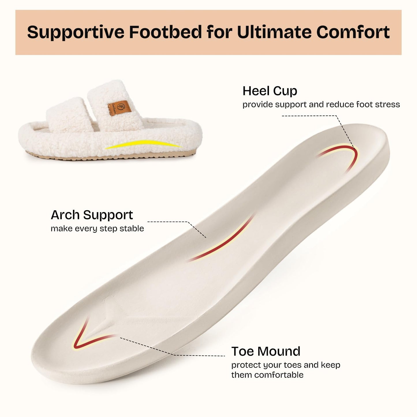 EverFoams Womens Fuzzy Open-toe Slippers Memory Foam Indoor House Shoes