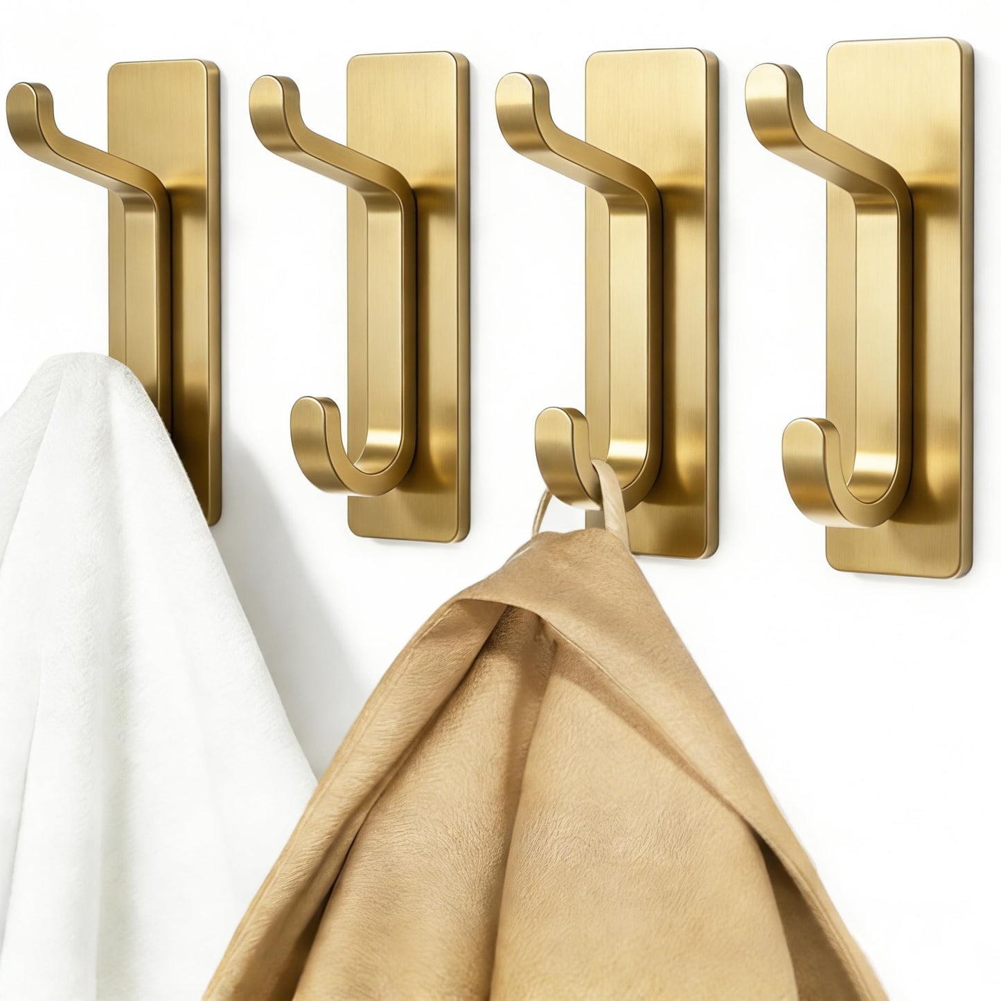 pickpiff 13LB Strong Stick-on Hooks for Coat & Towel, Black 4 Pack