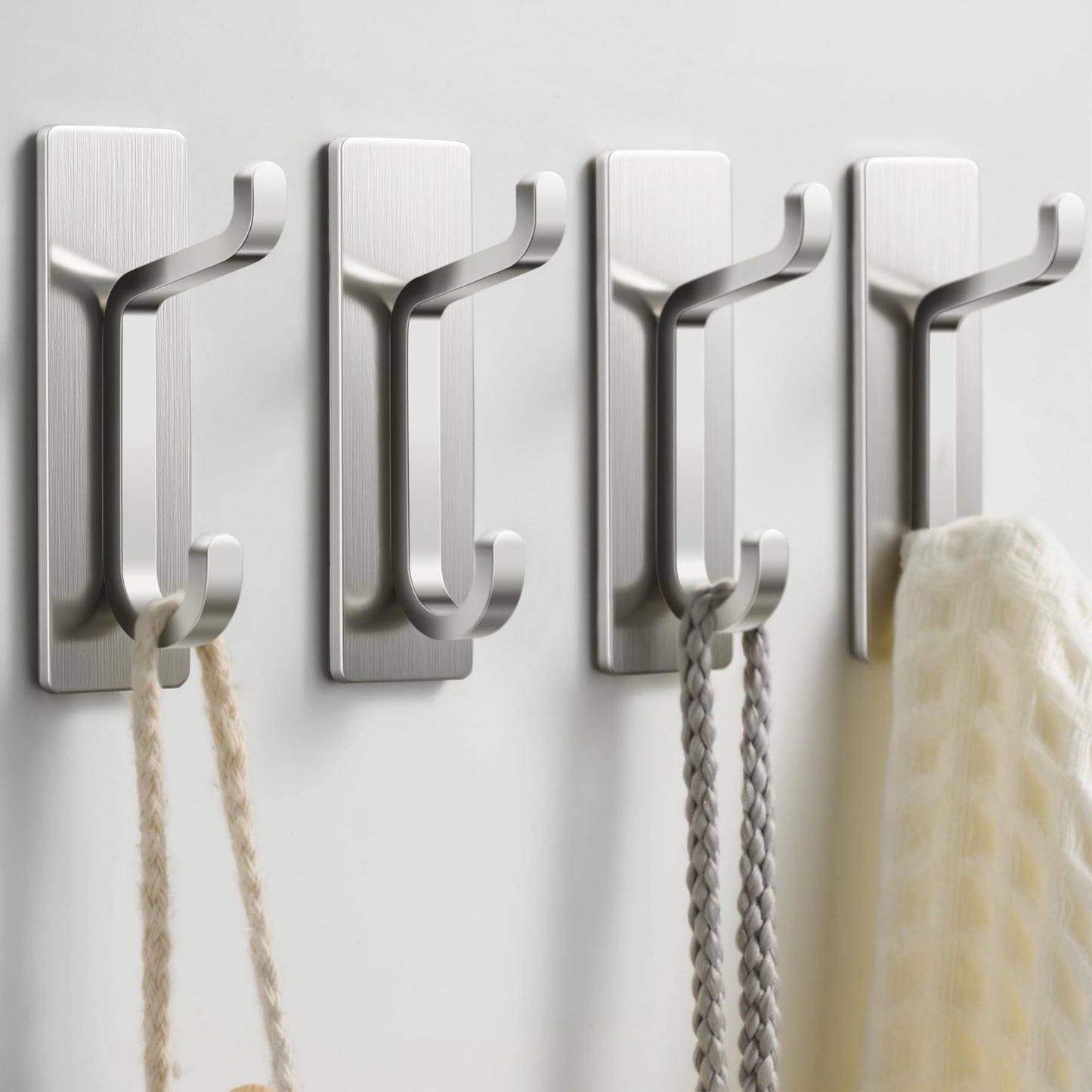 pickpiff 13LB Strong Stick-on Hooks for Coat & Towel, Black 4 Pack