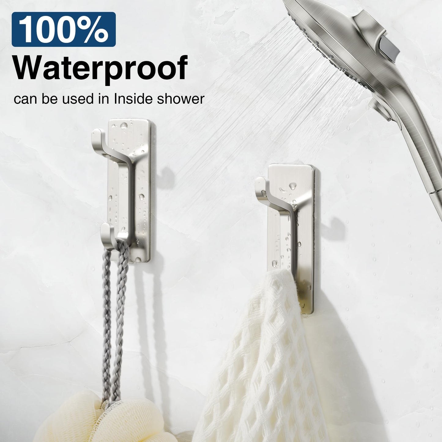 pickpiff 13LB Strong Stick-on Hooks for Coat & Towel, Black 4 Pack